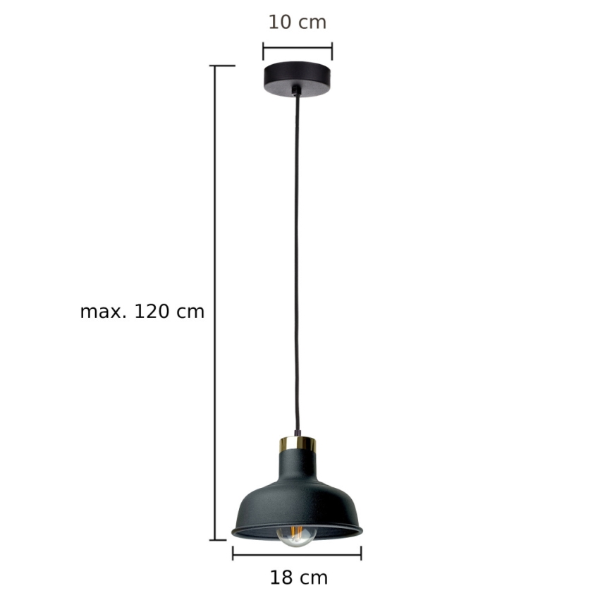 Lustra ar auklu HEBE 1xE27/60W/230V melna