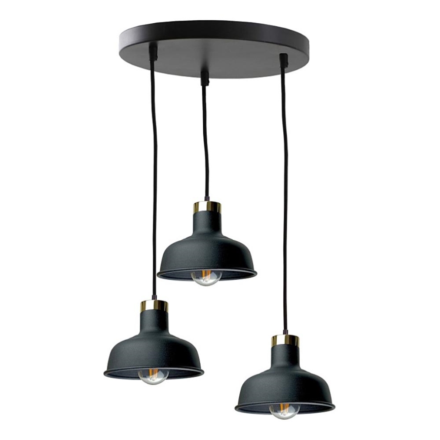 Lustra ar auklu HEBE 3xE27/60W/230V melna