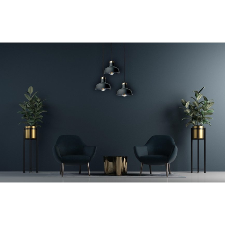 Lustra ar auklu HEBE 3xE27/60W/230V melna