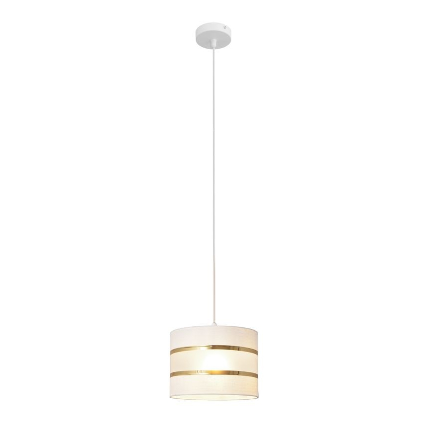 Lustra ar auklu HELEN 1xE27/15W/230V d. 20 cm balta/zeltaina