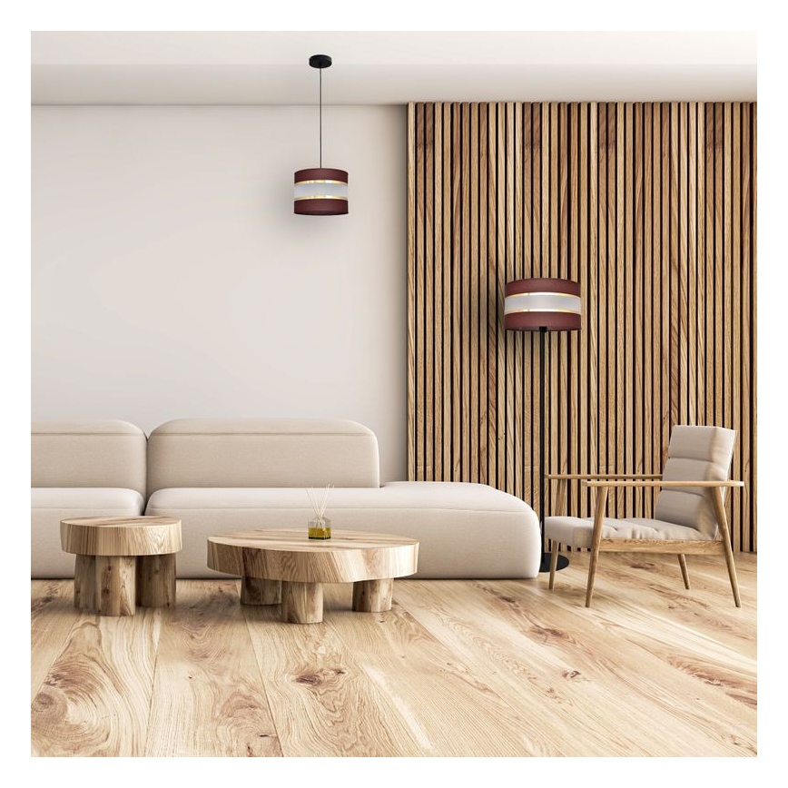 Lustra ar auklu HELEN 1xE27/15W/230V d. 20 cm brūna/melna/zeltaina