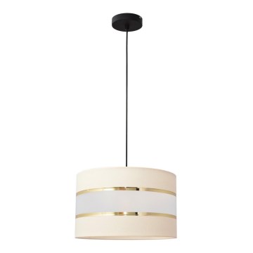 Lustra ar auklu HELEN 1xE27/15W/230V d. 20 cm krēmkrāsas/melna/zeltaina