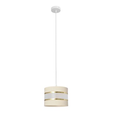 Lustra ar auklu HELEN 1xE27/15W/230V d. 20 cm krēmkrāsas/zeltaina