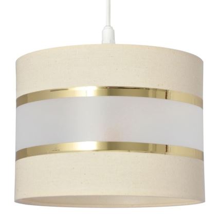 Lustra ar auklu HELEN 1xE27/15W/230V d. 20 cm krēmkrāsas/zeltaina