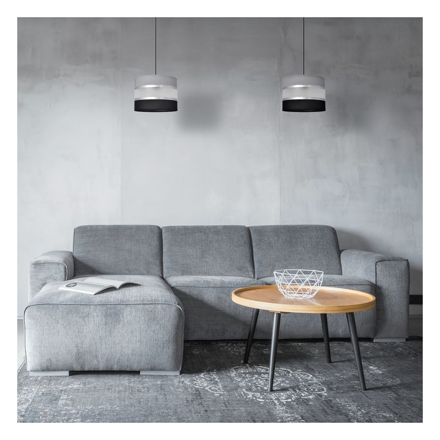 Lustra ar auklu HELEN 1xE27/15W/230V d. 20 cm melna/pelēka/sudraba