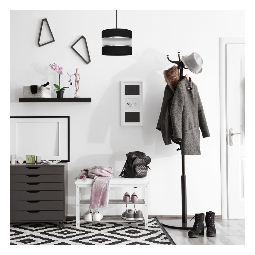 Lustra ar auklu HELEN 1xE27/15W/230V d. 20 cm melna/sudraba