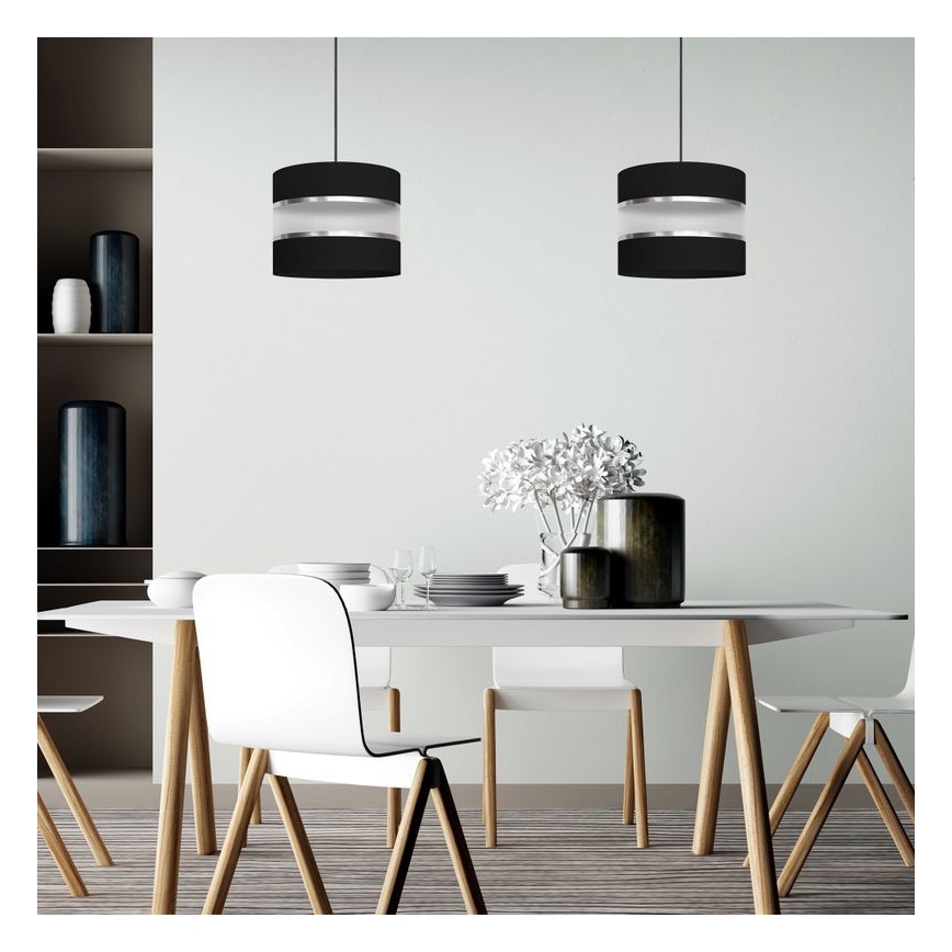 Lustra ar auklu HELEN 1xE27/15W/230V d. 20 cm melna/sudraba