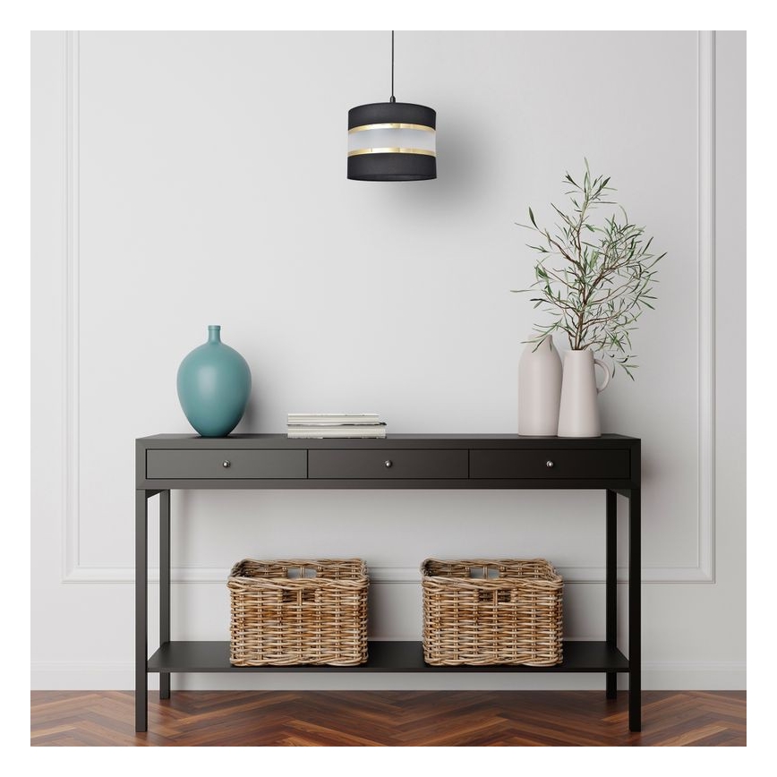 Lustra ar auklu HELEN 1xE27/15W/230V d. 20 cm melna/zeltaina