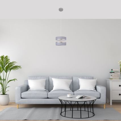 Lustra ar auklu HELEN 1xE27/15W/230V d. 20 cm pelēka/sudraba
