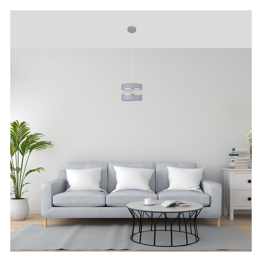 Lustra ar auklu HELEN 1xE27/15W/230V d. 20 cm pelēka/sudraba