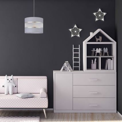 Lustra ar auklu HELEN 1xE27/15W/230V d. 20 cm pelēka/sudraba