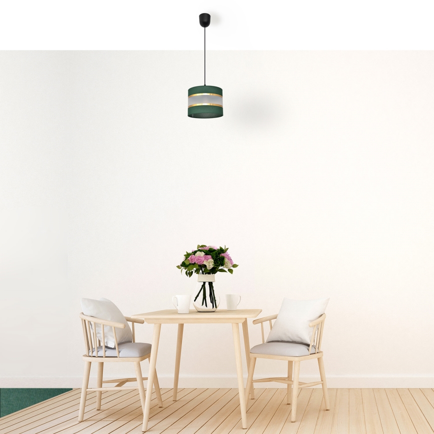 Lustra ar auklu HELEN 1xE27/15W/230V d. 20 cm zaļa/zelta