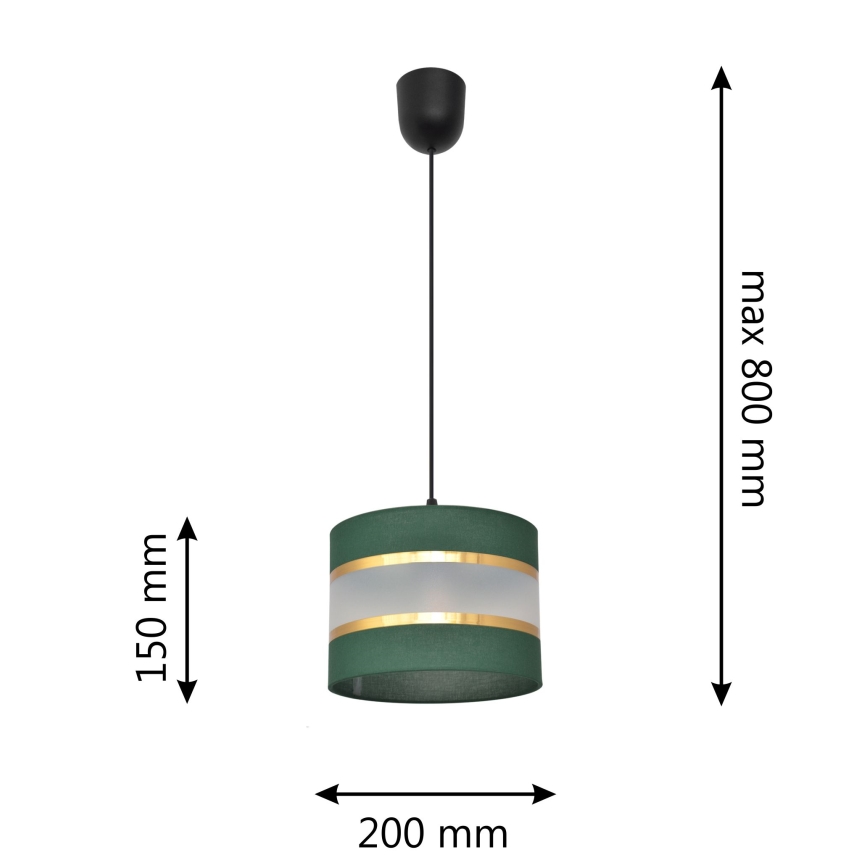 Lustra ar auklu HELEN 1xE27/15W/230V d. 20 cm zaļa/zelta