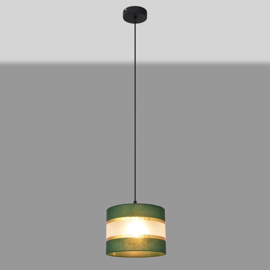 Lustra ar auklu HELEN 1xE27/15W/230V d. 20 cm zaļa/zelta