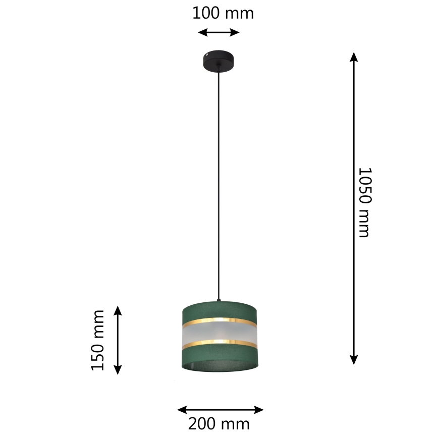 Lustra ar auklu HELEN 1xE27/15W/230V d. 20 cm zaļa/zelta