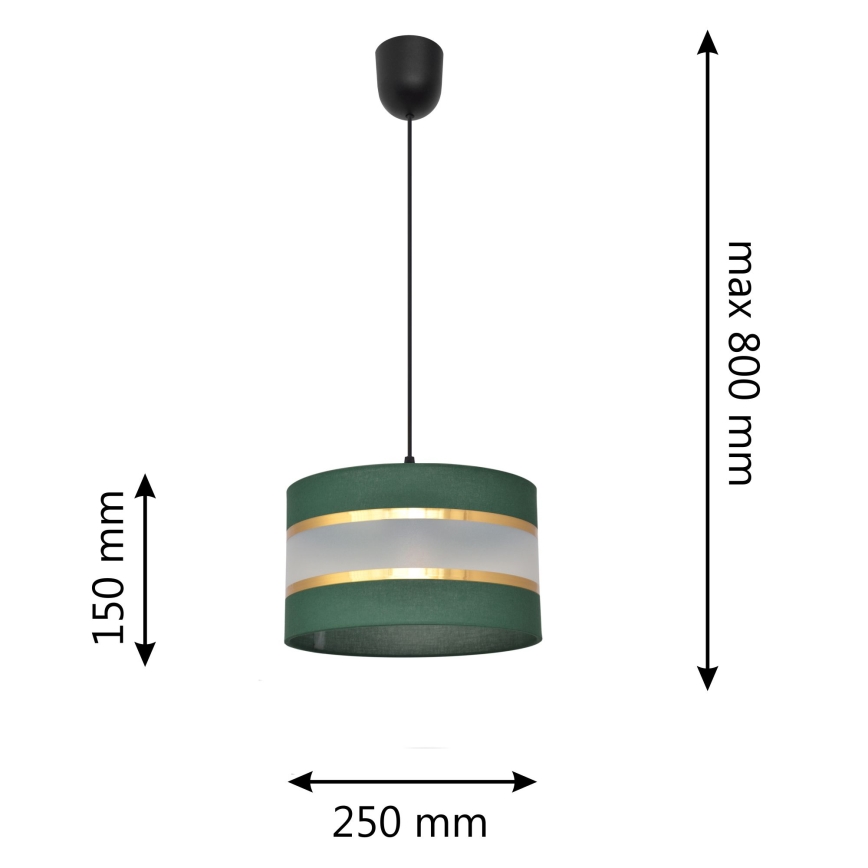 Lustra ar auklu HELEN 1xE27/15W/230V d. 25 cm zaļa/zelta