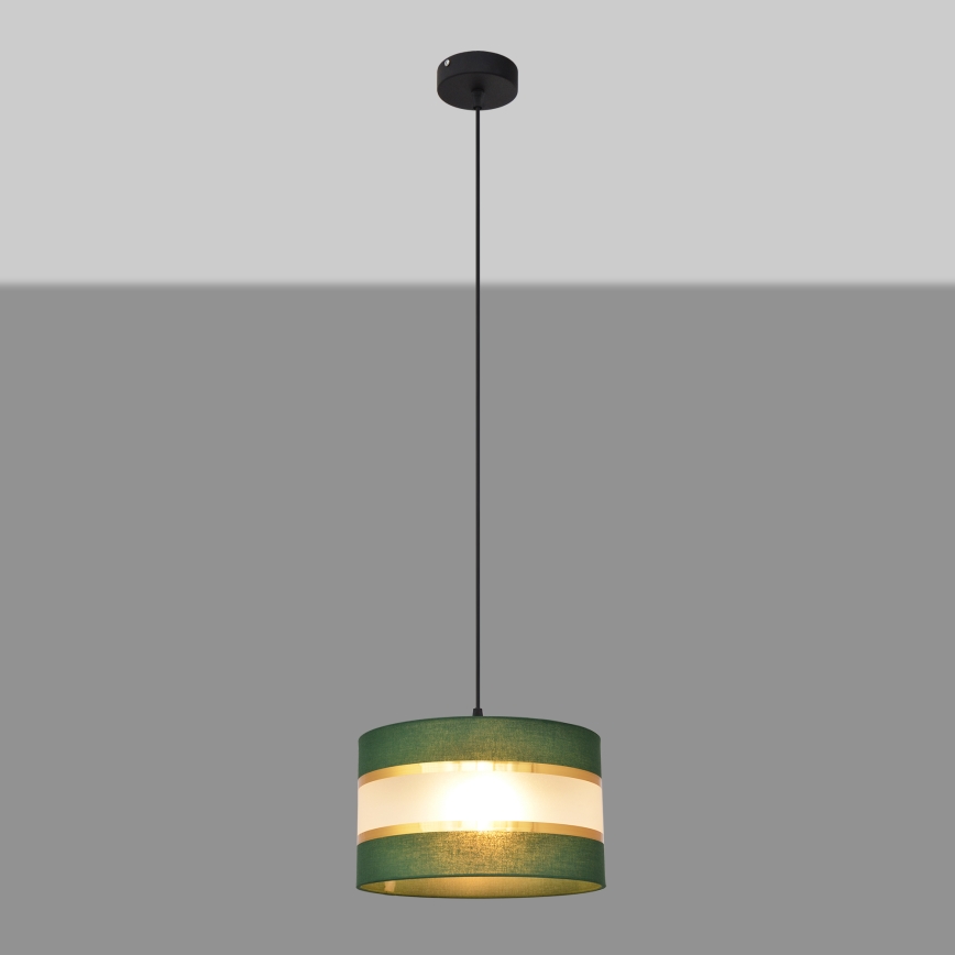 Lustra ar auklu HELEN 1xE27/15W/230V d. 25 cm zaļa/zelta