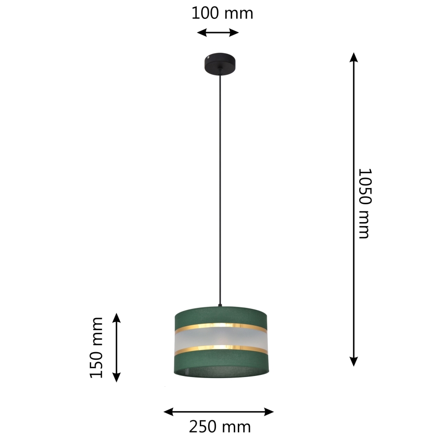 Lustra ar auklu HELEN 1xE27/15W/230V d. 25 cm zaļa/zelta