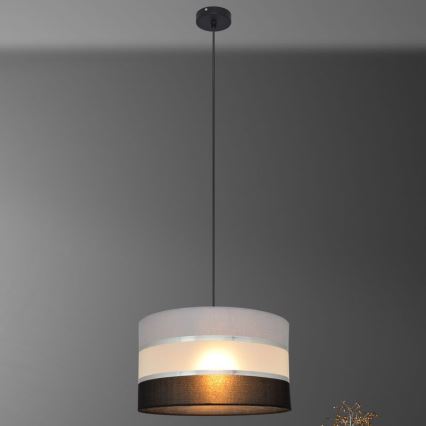 Lustra ar auklu HELEN 1xE27/15W/230V d. 35 cm melna/pelēka/sudraba