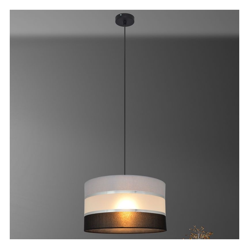 Lustra ar auklu HELEN 1xE27/15W/230V d. 35 cm melna/pelēka/sudraba