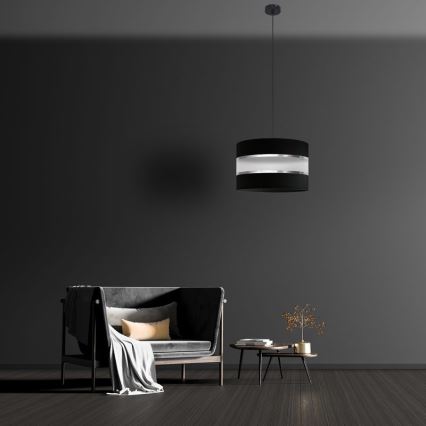 Lustra ar auklu HELEN 1xE27/15W/230V d. 35 cm melna/sudraba