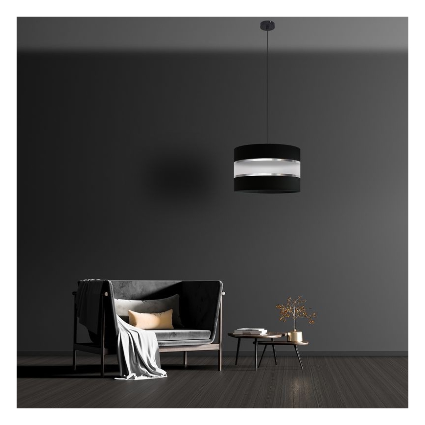 Lustra ar auklu HELEN 1xE27/15W/230V d. 35 cm melna/sudraba