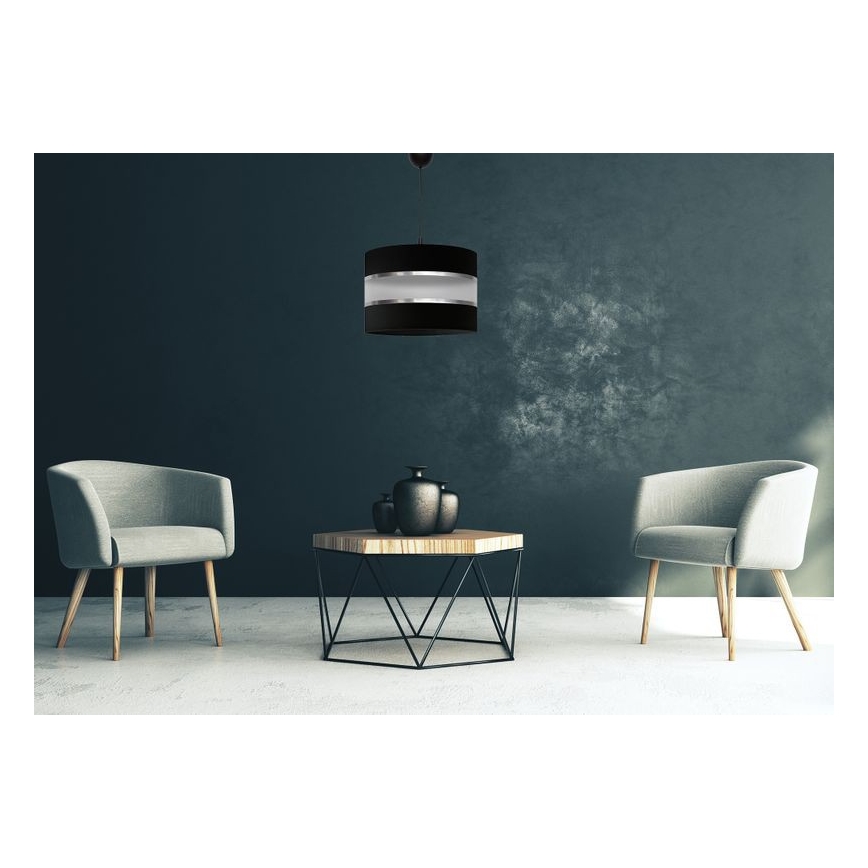 Lustra ar auklu HELEN 1xE27/15W/230V d. 35 cm melna/sudraba