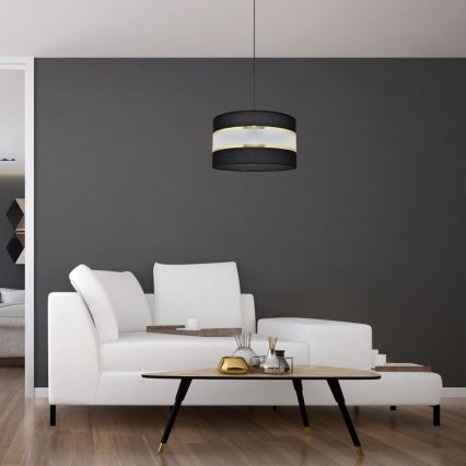 Lustra ar auklu HELEN 1xE27/15W/230V d. 35 cm melna/zeltaina