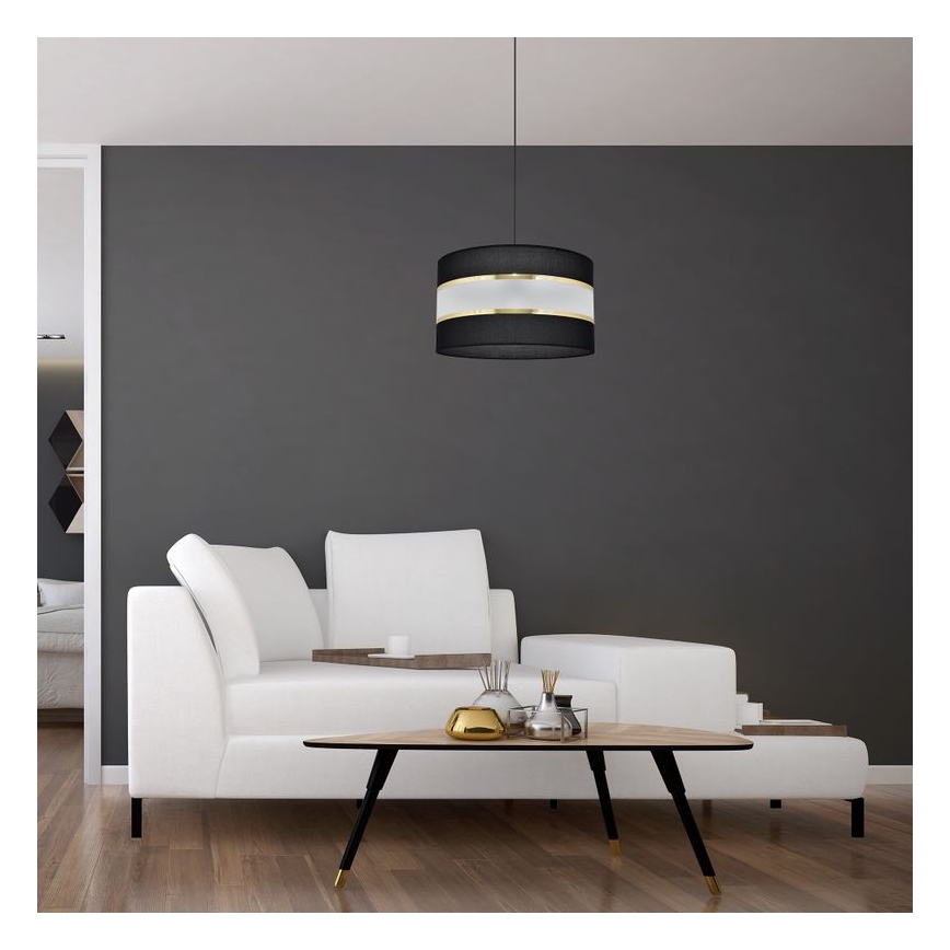 Lustra ar auklu HELEN 1xE27/15W/230V d. 35 cm melna/zeltaina