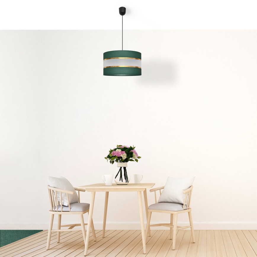 Lustra ar auklu HELEN 1xE27/15W/230V d. 35 cm zaļa/zelta