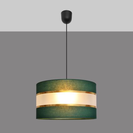 Lustra ar auklu HELEN 1xE27/15W/230V d. 35 cm zaļa/zelta