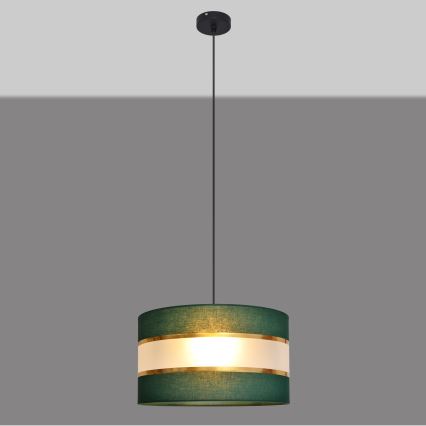 Lustra ar auklu HELEN 1xE27/15W/230V d. 35 cm zaļa/zelta