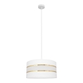 Lustra ar auklu HELEN 1xE27/15W/230V d. 40 cm balta/zeltaina