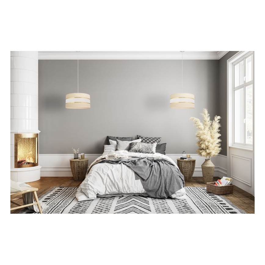 Lustra ar auklu HELEN 1xE27/15W/230V d. 40 cm krēmkrāsas/zeltaina