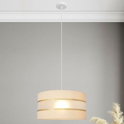 Lustra ar auklu HELEN 1xE27/15W/230V d. 40 cm krēmkrāsas/zeltaina