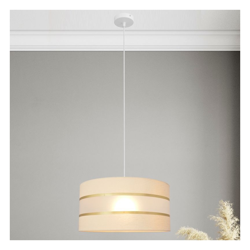 Lustra ar auklu HELEN 1xE27/15W/230V d. 40 cm krēmkrāsas/zeltaina