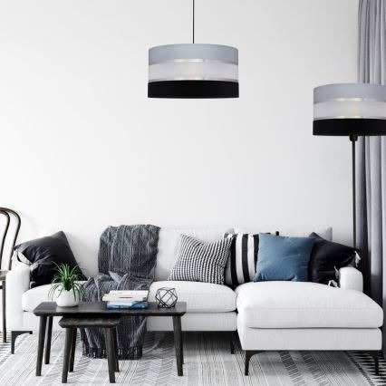Lustra ar auklu HELEN 1xE27/15W/230V d. 40 cm melna/pelēka/sudraba