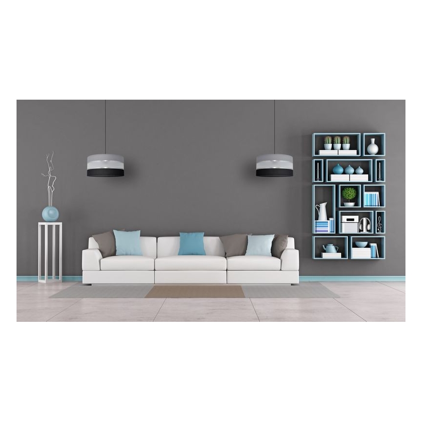 Lustra ar auklu HELEN 1xE27/15W/230V d. 40 cm melna/pelēka/sudraba