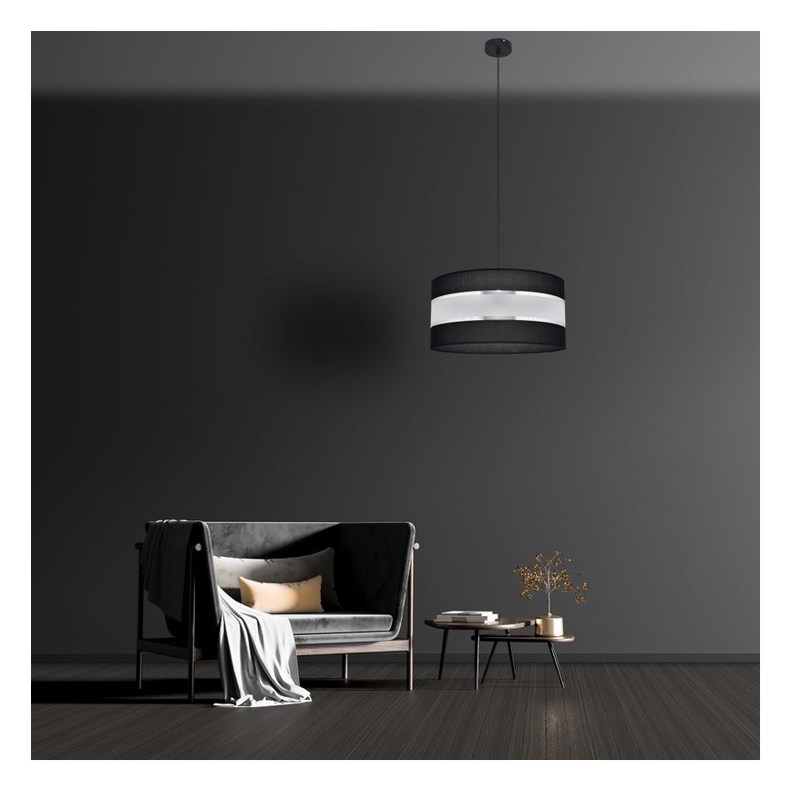 Lustra ar auklu HELEN 1xE27/15W/230V d. 40 cm melna/sudraba