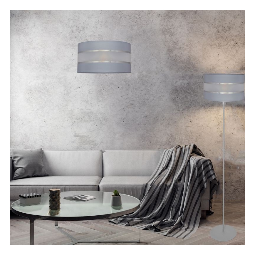 Lustra ar auklu HELEN 1xE27/15W/230V d. 40 cm pelēka/sudraba