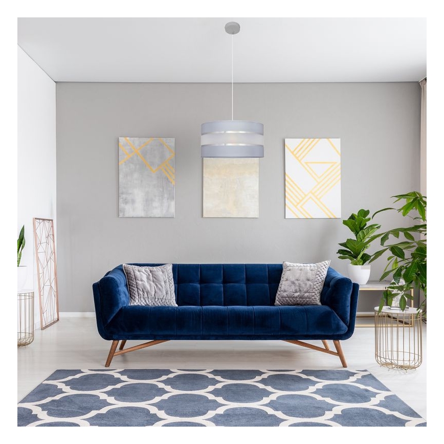 Lustra ar auklu HELEN 1xE27/15W/230V d. 40 cm pelēka/sudraba