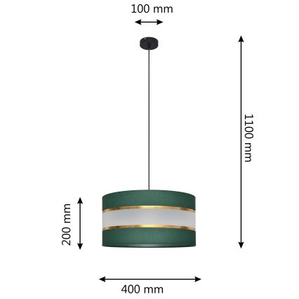 Lustra ar auklu HELEN 1xE27/15W/230V d. 40 cm zaļa/zelta