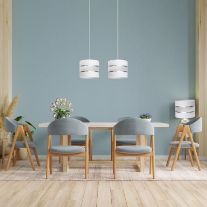 Lustra ar auklu HELEN 2xE27/15W/230V balta