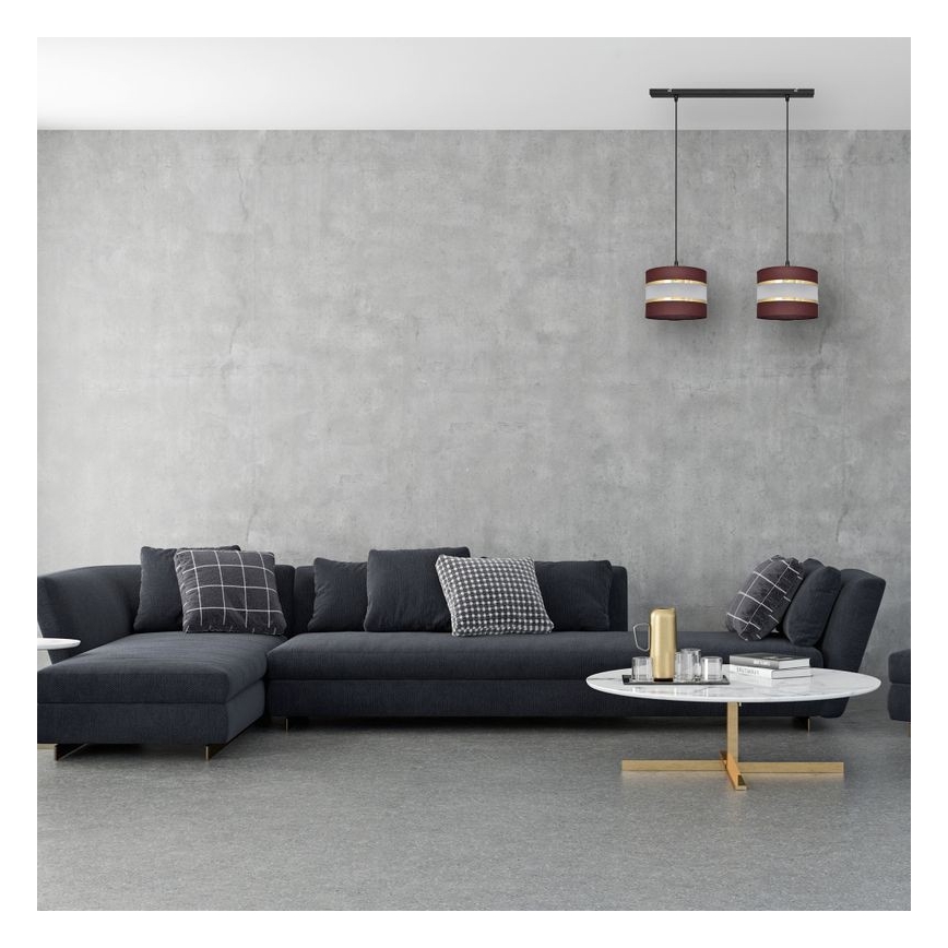 Lustra ar auklu HELEN 2xE27/15W/230V brūna/melna/zeltaina
