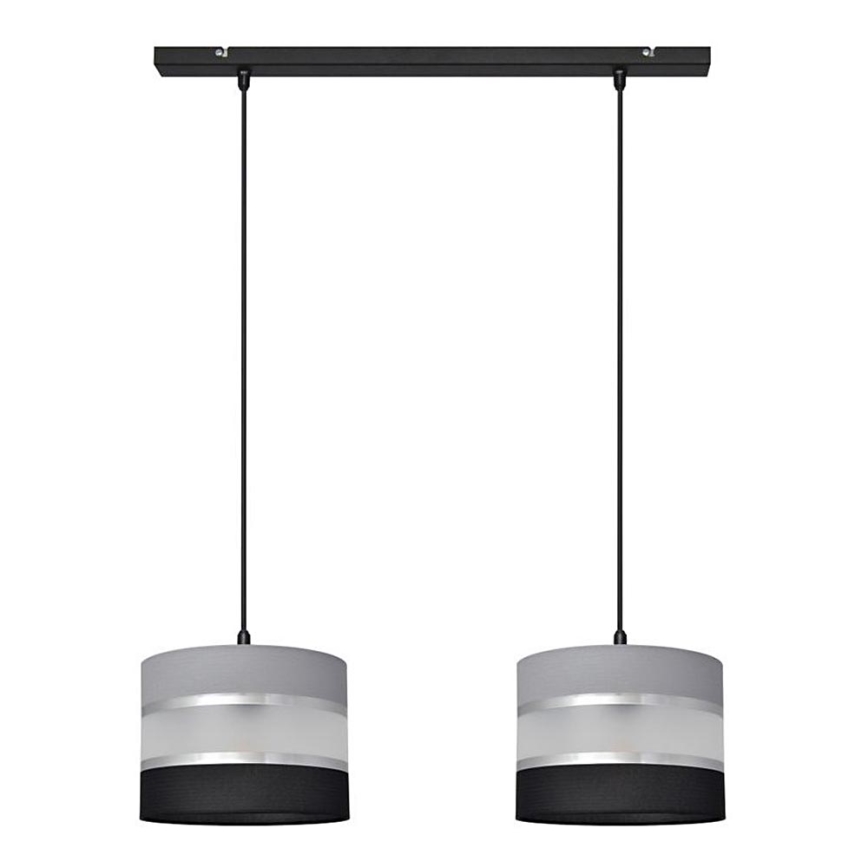 Lustra ar auklu HELEN 2xE27/15W/230V melna/pelēka/sudraba