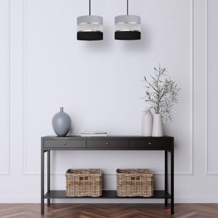 Lustra ar auklu HELEN 2xE27/15W/230V melna/pelēka/sudraba