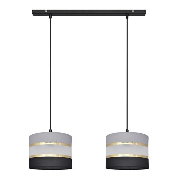 Lustra ar auklu HELEN 2xE27/15W/230V melna/pelēka/zeltaina