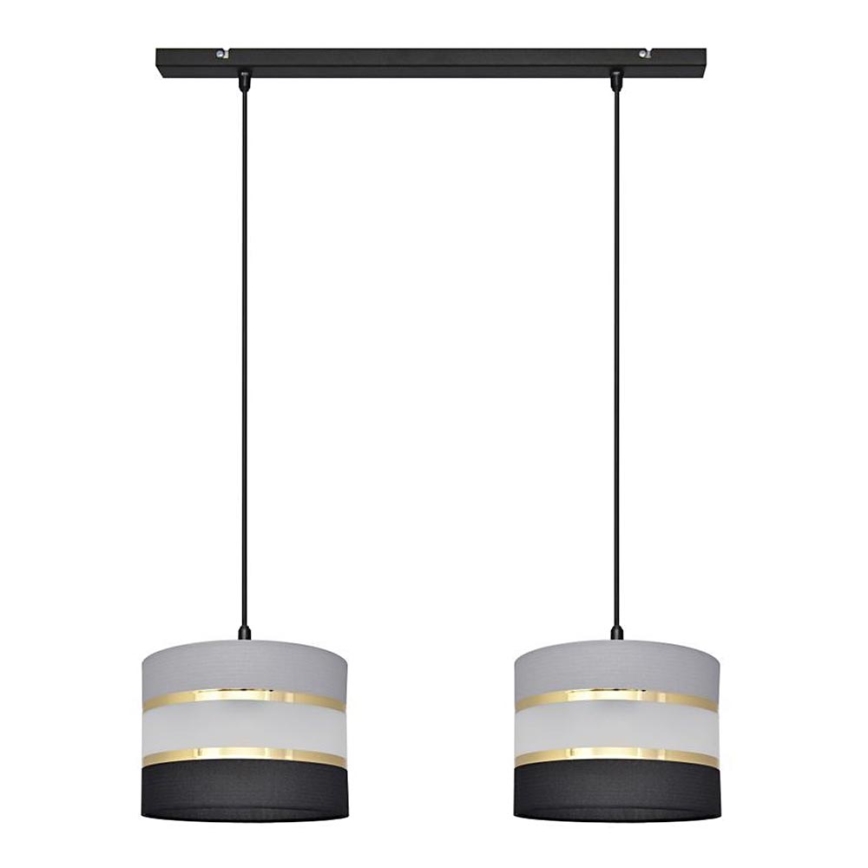 Lustra ar auklu HELEN 2xE27/15W/230V melna/pelēka/zeltaina