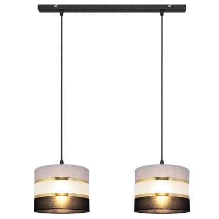 Lustra ar auklu HELEN 2xE27/15W/230V melna/pelēka/zeltaina