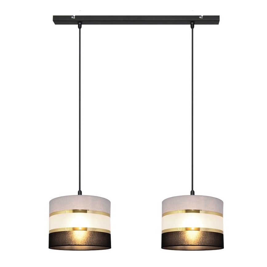 Lustra ar auklu HELEN 2xE27/15W/230V melna/pelēka/zeltaina